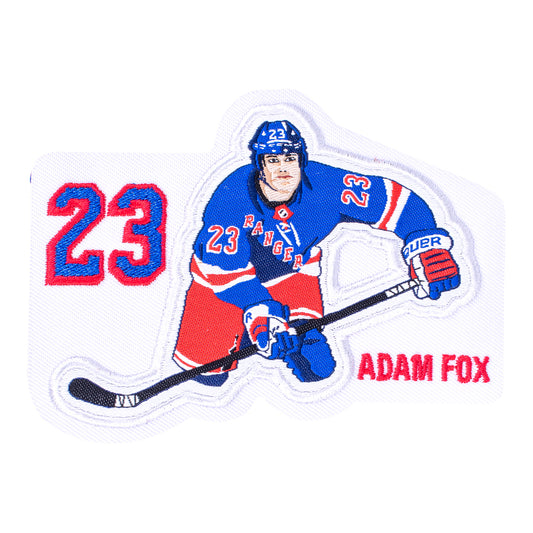 Rangers Adam Fox Player Collectible Patch In Blue, White & Red - Front View