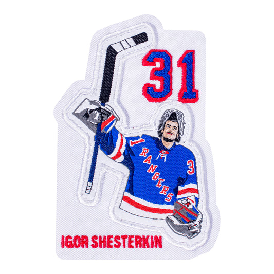 Rangers Igor Shesterkin Player Collectible Patch In White, Blue & Red - Front View