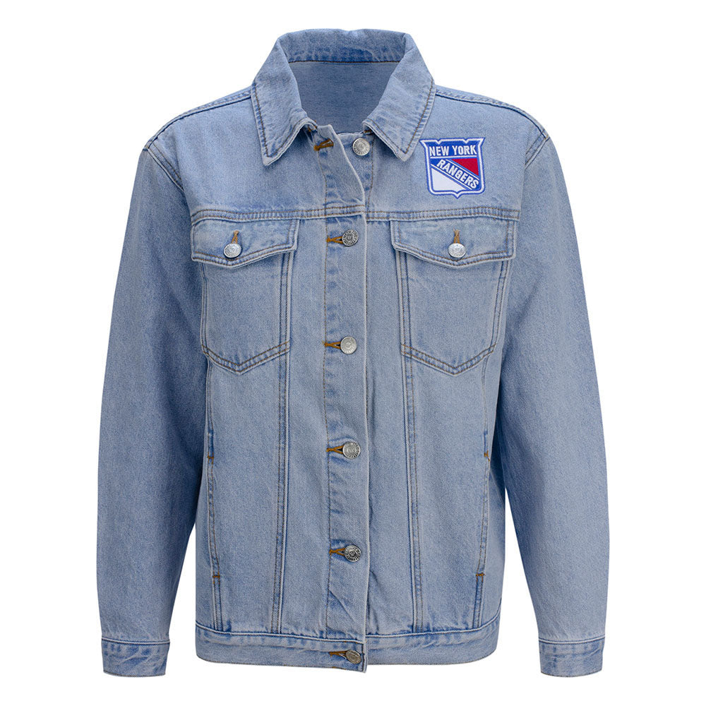 Womens Wild Collective Rangers Denim Jacket in Blue - Front View