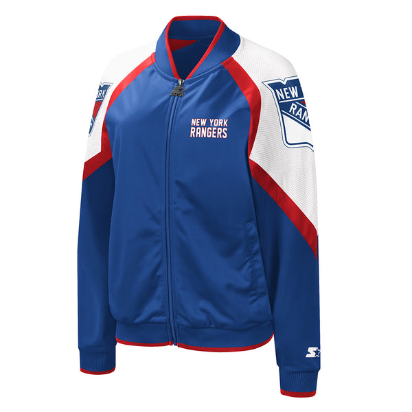 Womens Rangers Fan Girl Track Jacket in Blue - Front View