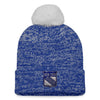 Women's Fanatics Rangers Iconic Glimmer Pom Knit Hat In Blue & White - Front View