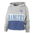Womens 47 Brand Rangers Lizzy Cut Off Hoodie in Grey and Blue - Front View