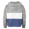 Womens 47 Brand Rangers Lizzy Cut Off Hoodie in Grey and Blue - Back View