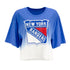 Womens Rangers Dip Dye Crop Tee in Blue and White - Front View