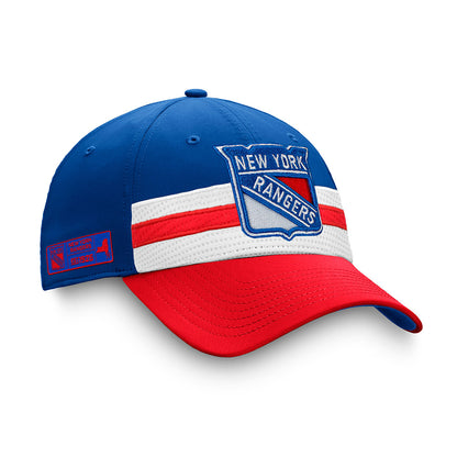 Fanatics Rangers Authentic Pro Draft Royal Flex Hat in Red, White and Blue - Right View