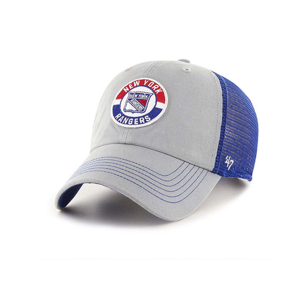 '47 Brand Rangers Porter Clean Up Adjustable Hat in Gray and Blue - Left View