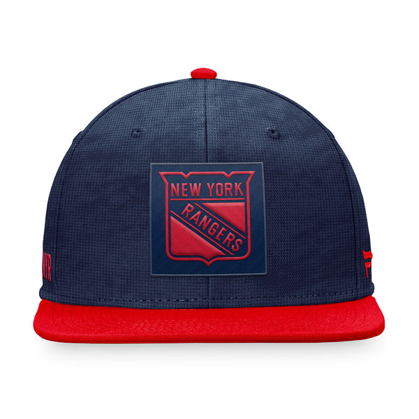 Fanatics Rangers Authentic Pro Rink Snapback Hat In Blue & Red - Front View