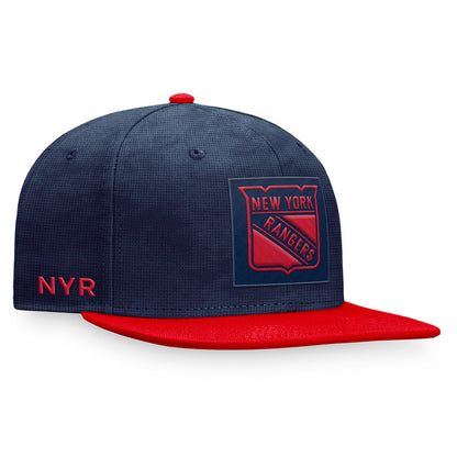 Fanatics Rangers Authentic Pro Rink Snapback Hat In Blue & Red - Angled Right Side View