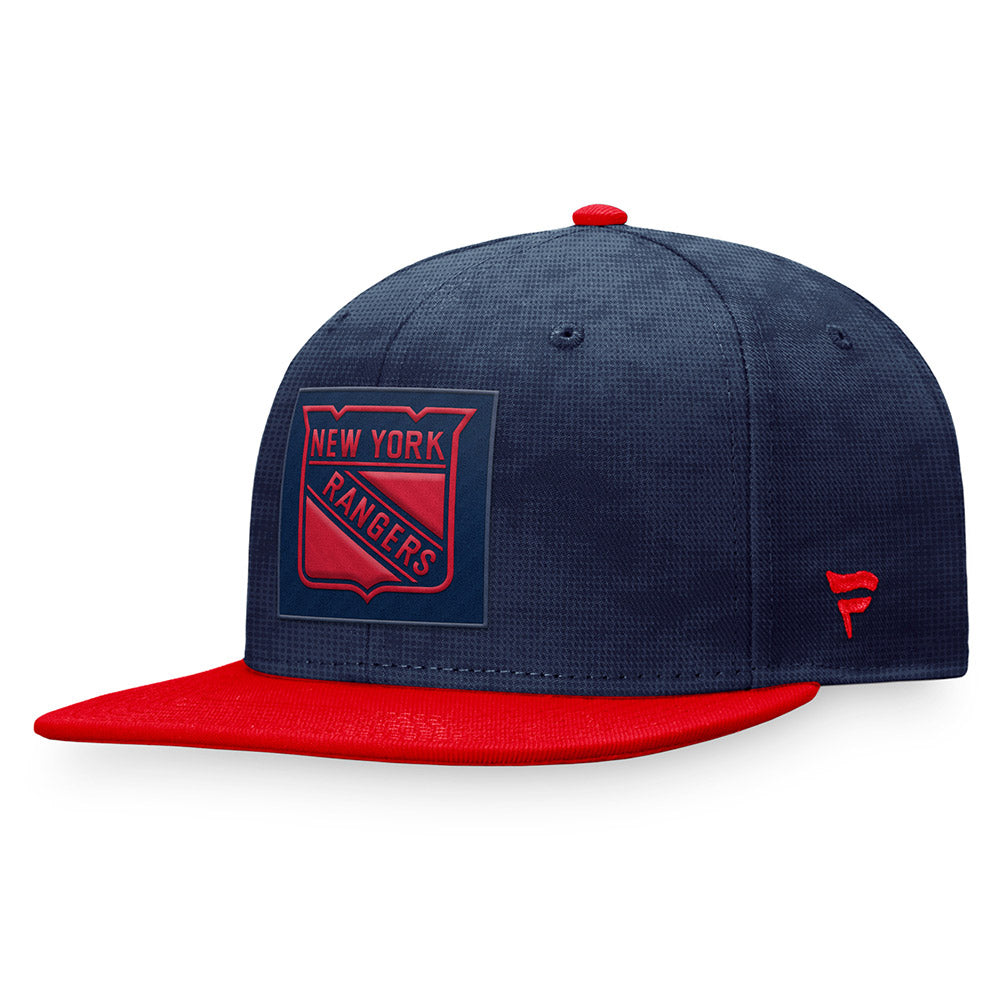 Fanatics Rangers Authentic Pro Rink Snapback Hat In Blue & Red - Angled Left Side View
