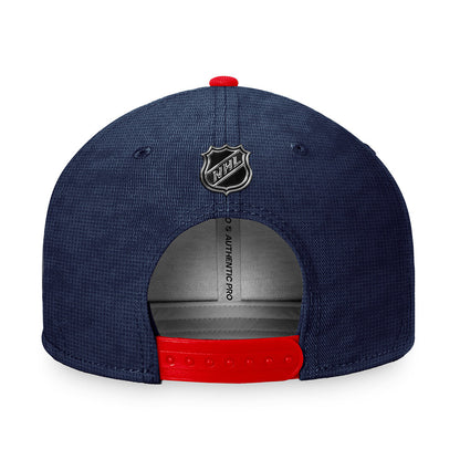 Fanatics Rangers Authentic Pro Rink Snapback Hat In Blue & Red - Back View