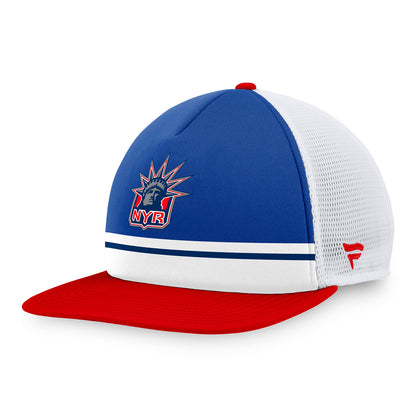 Fanatics Rangers Special Edition 2022 Foam Front Trucker Hat In Blue, Red & White - Angled Left Side View