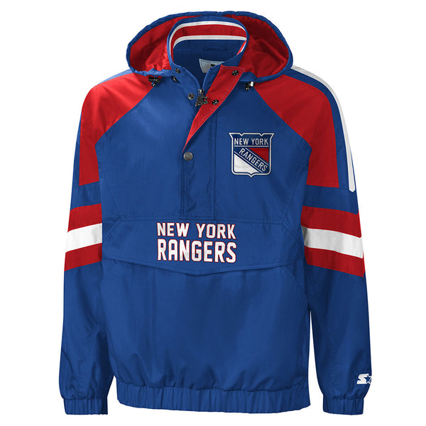 Starter Rangers Half Zip Pullover Pro Jacket in Blue and Red - Front View