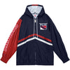 Mitchell & Ness Rangers Undeniable Full Zip Windbreaker Jacket In Blue, Red & White - Front View