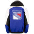 GIII Starter Rangers Black/Royal Nylon Hooded Pullover Jacket - Back View