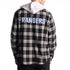 Wild Collective Rangers Hooded Flannel In Black & White - Back View On Model