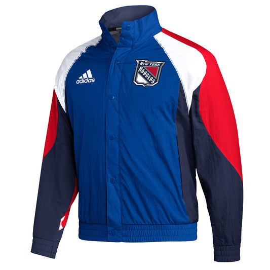 Adidas Rangers Reverse Retro 2022 Zip Up Jacket In Blue, Red & White - Front View