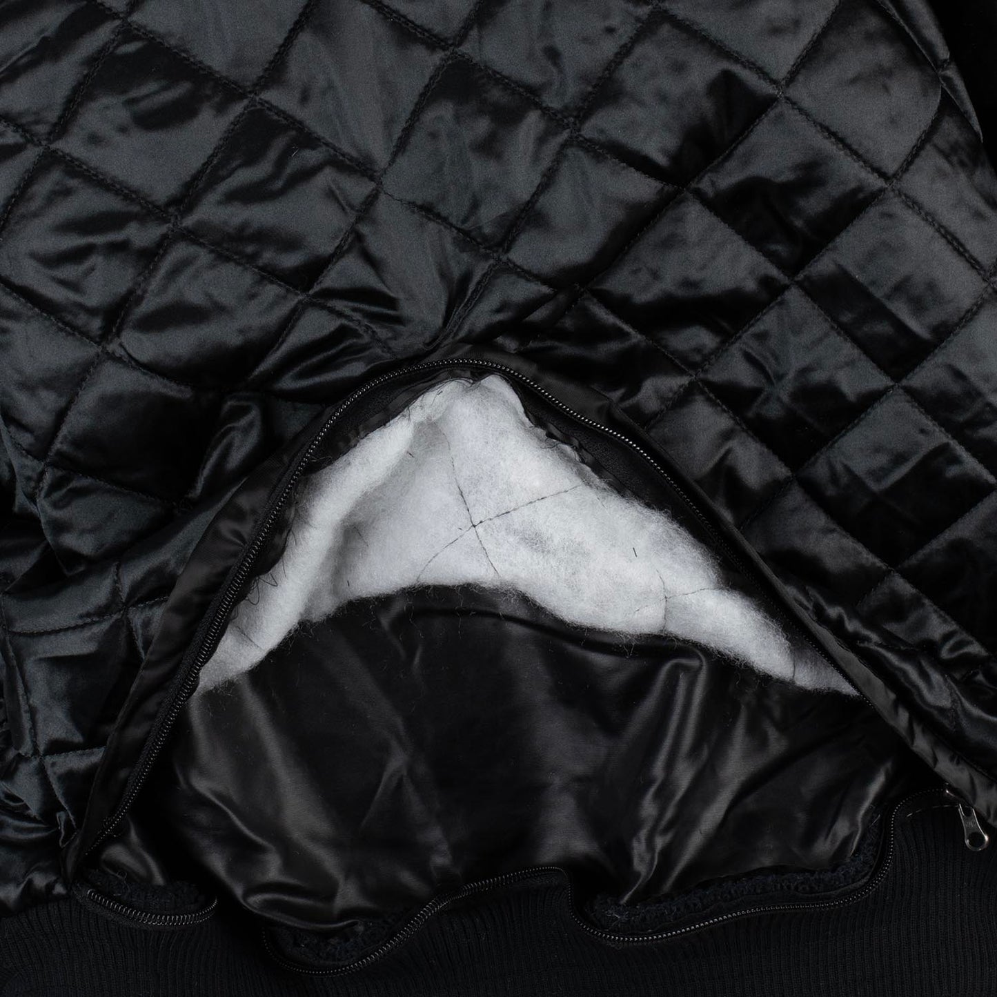 GIII Starter Rangers Exclusive Staple Satin Jacket In Black - Zoom View On Inside Material