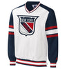 GIII Starter Rangers Recruit Pullover Jacket In White, Blue & Red - Front View