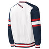 GIII Starter Rangers Recruit Pullover Jacket In White. Blue & Red - Back View