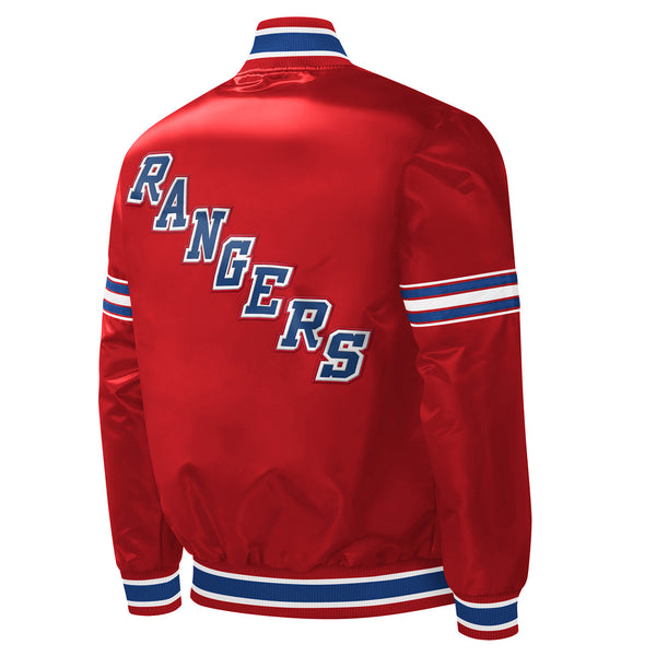 GIII Starter Rangers Slider Varsity Jacket In Red - Back View