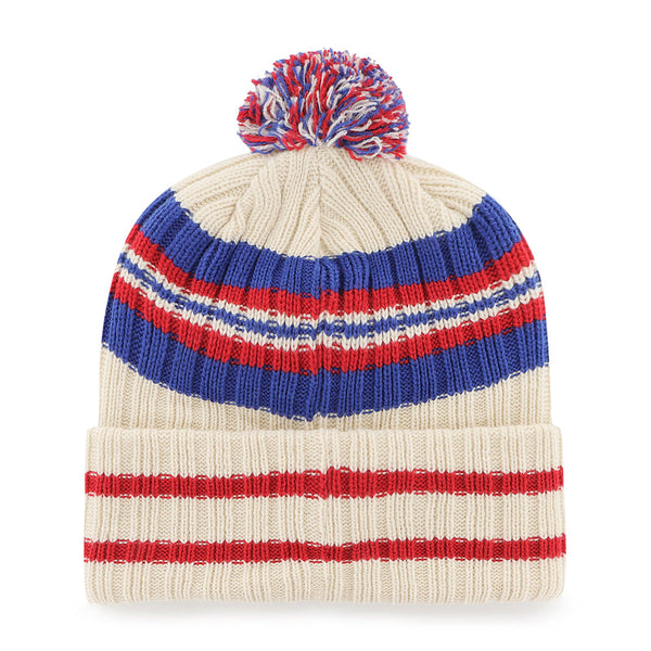 '47 Brand Rangers Hone Patch Cuff Knit In Cream, Blue & Red - Back View