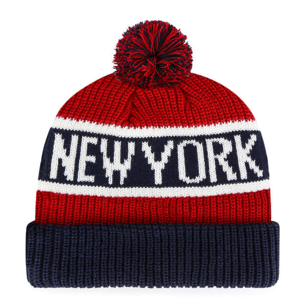 '47 Brand Rangers Red Calgary Cuff Knit In Red, Blue & White - Back View