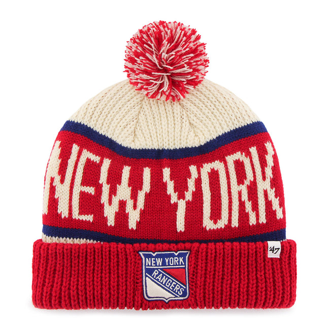 New York NY Rangers POMPOM CUFF Royal Knit Beanie Hat by Twins 47