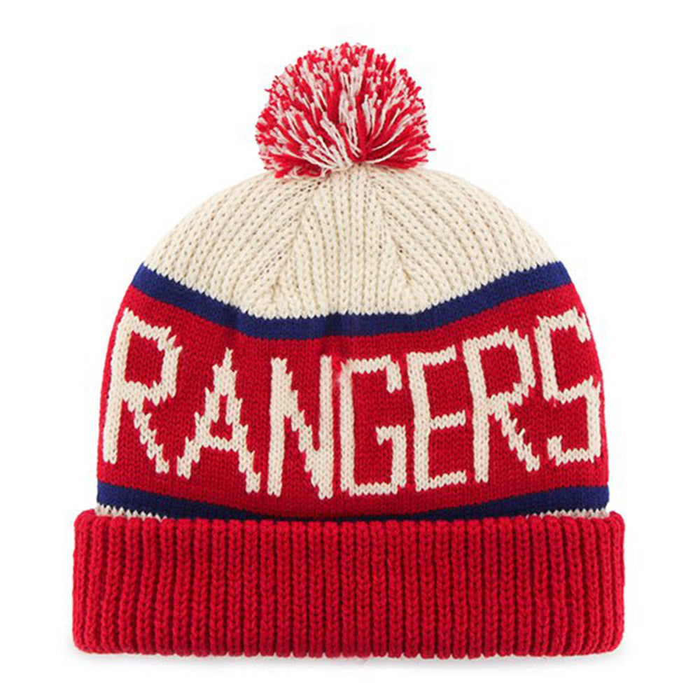 '47 Brand Rangers Natural Calgary Cuff Knit In Red, Cream & Blue - Back View