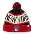 '47 Brand Rangers Navy Calgary Cuff Knit In White, Red & Blue - Front View
