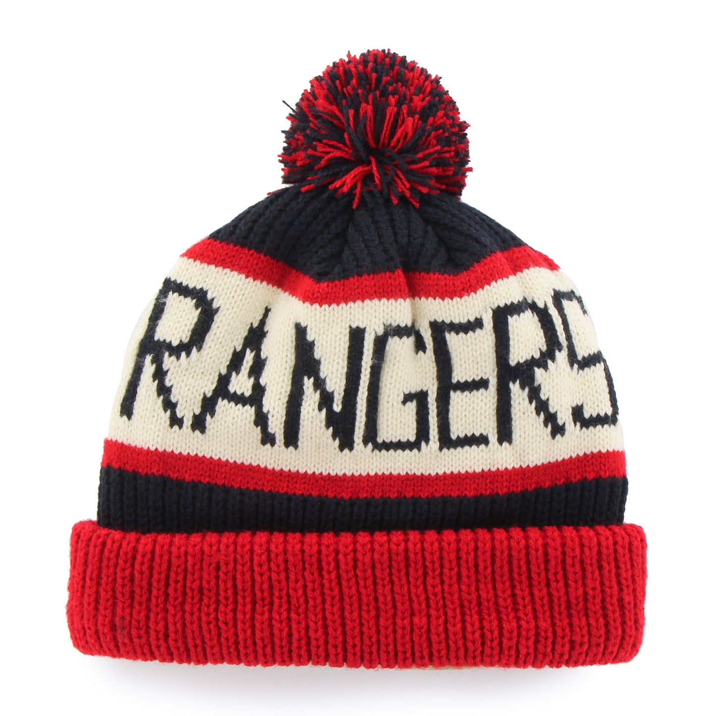 '47 Brand Rangers Navy Calgary Cuff Knit In White, Red & Blue - Back View