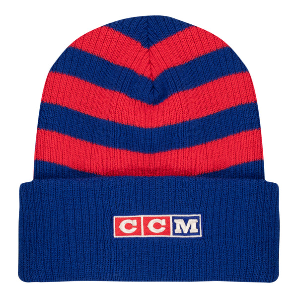 CCM Rangers Heather Stripe Beanie In Blue & Red - Back View
