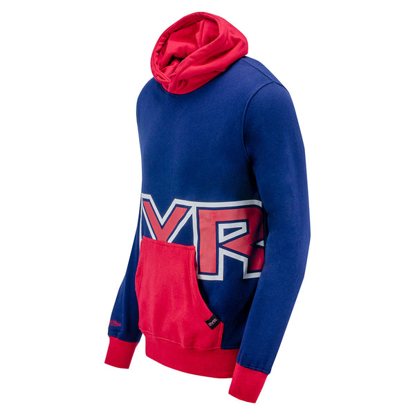 Mitchell & Ness Rangers Big Face Hoodie In Blue & Red - Left Side View
