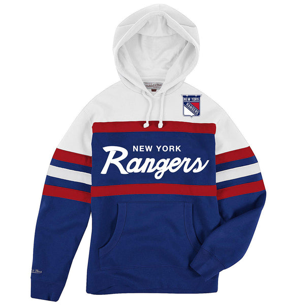Mitchell & Ness Rangers Headcoach Hoodie In Blue, White & Red - Front View