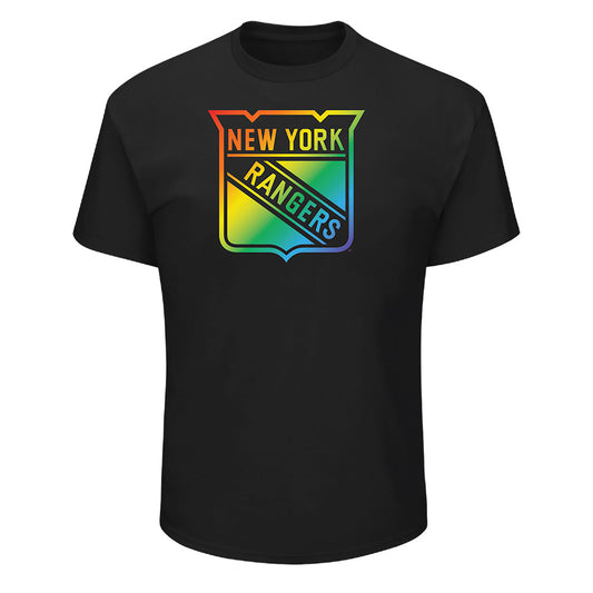 Fanatics Rangers Pride T-Shirt in Black - Front View