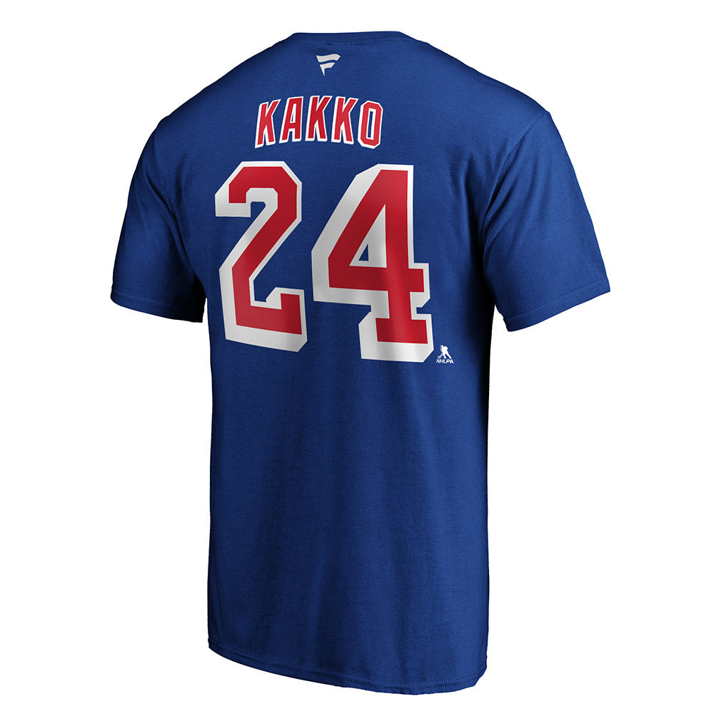 Kaapo Kakko Rangers Name & Number T-Shirt in Blue - Back View