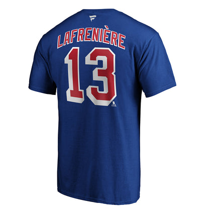 Alexis Lafrenière Rangers Name & Number T-Shirt in Blue - Back View