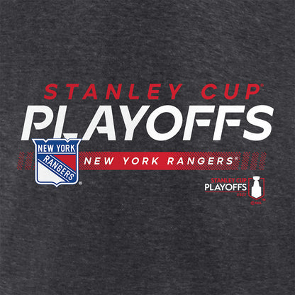 Fanatics Rangers 21-22 Playoff Participant LS Tee in Grey - Logo View