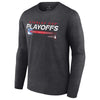 Fanatics Rangers 21-22 Playoff Participant LS Tee in Grey - Front View