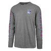 47 Brand Rangers Triple Threat Long Sleeve Tee in Grey - Front View