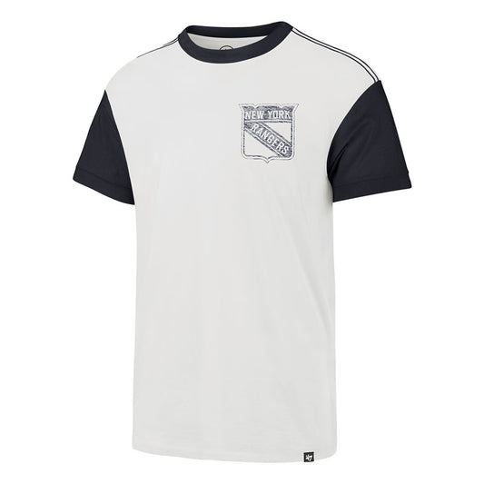 47 Brand Rangers White Wash Double Header Cannon Tee in White - Front View