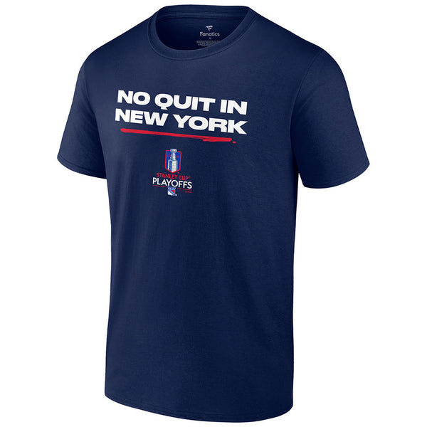 Fanatics No Quit in New York 21-22 Rangers Playoff Tee in Blue - Front View