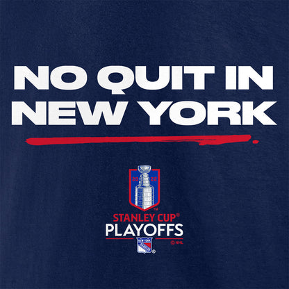 Fanatics No Quit in New York 21-22 Rangers Playoff Tee in Blue - Close Up