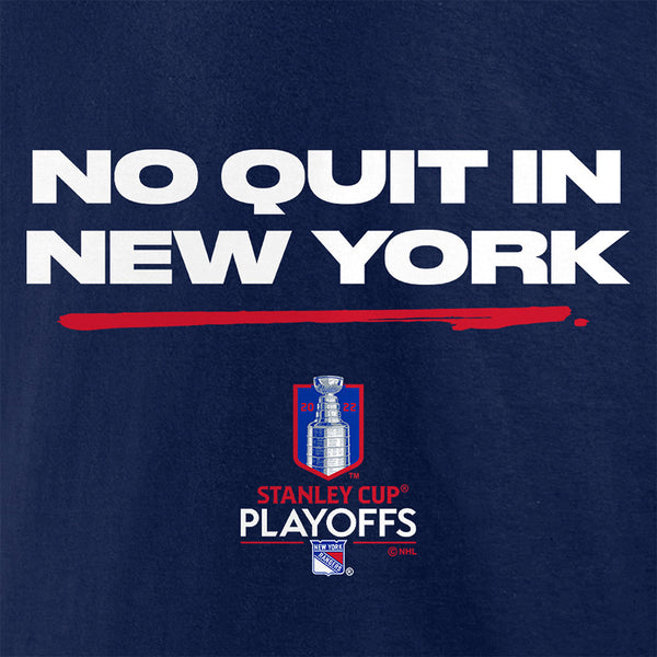 Fanatics No Quit in New York 21-22 Rangers Playoff Tee in Blue - Close Up