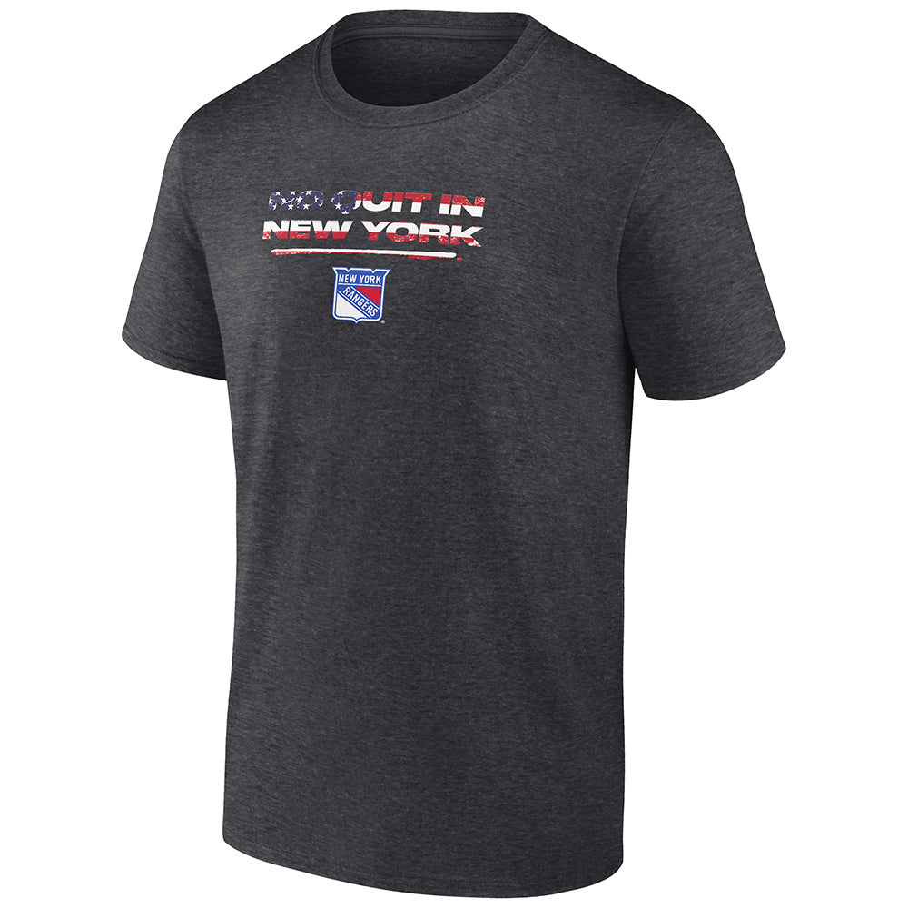 Fanatics Exclusive Rangers No Quit in NY Stars & Stripes T-Shirt in Black - Front View