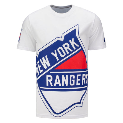G3 Starter Rangers Oversized Retro Logo Tee In White, Blue & Red - Front View