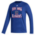 Adidas Rangers Reverse Retro 2022 Fresh Longsleeve Tee In Blue, White & Red - Front View
