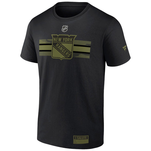Fanatics Rangers Authentic Pro Military Appreciation Tee In Black & Green - Front View
