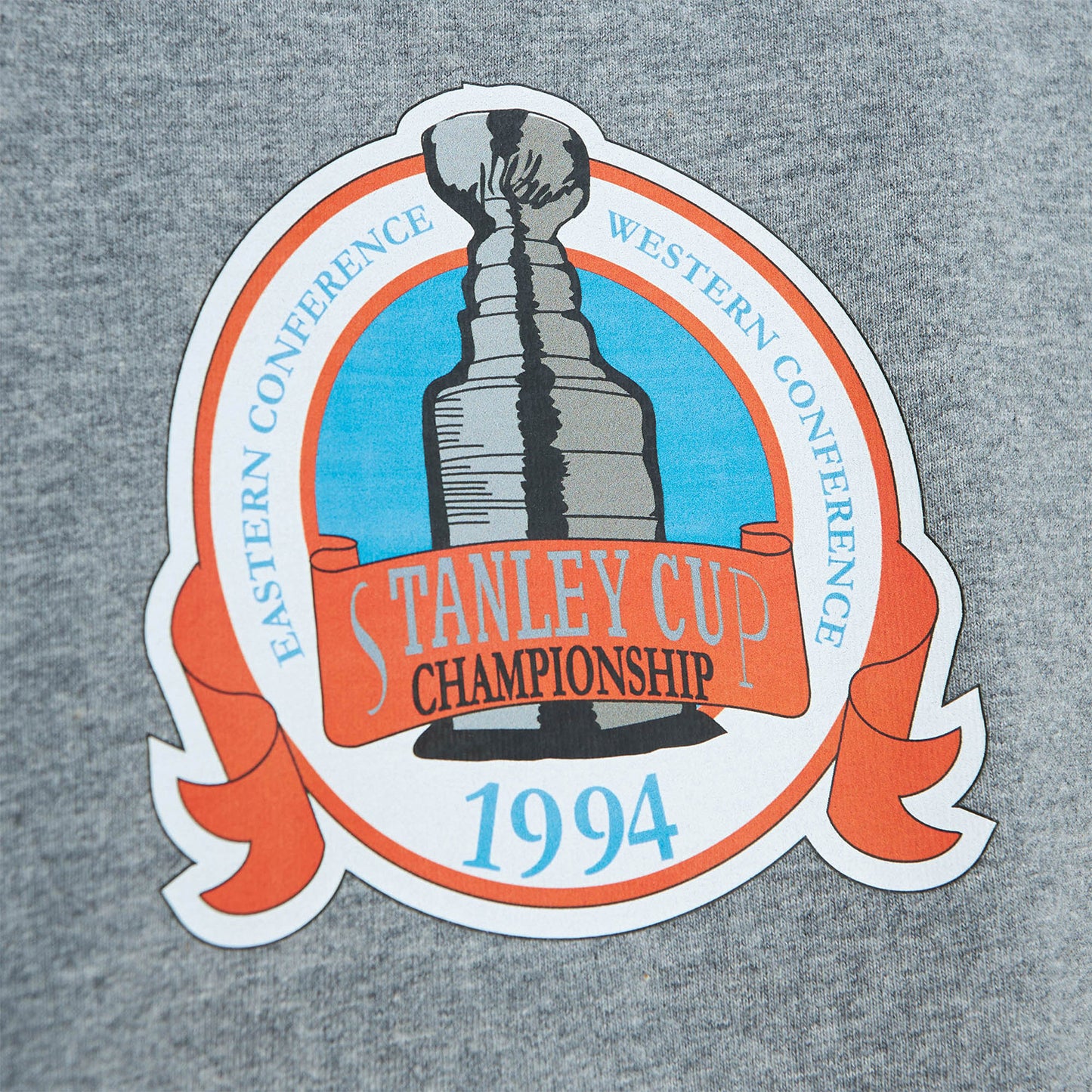Mitchell & Ness Ranger's City Collection Tee In Grey - Zoom View Of Front Stanley Cup Graphic