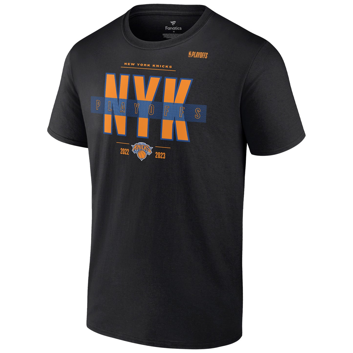 Fanatics Knicks 22-23 Playoff Participant Jump Ball T-Shirt - In Black - Front View