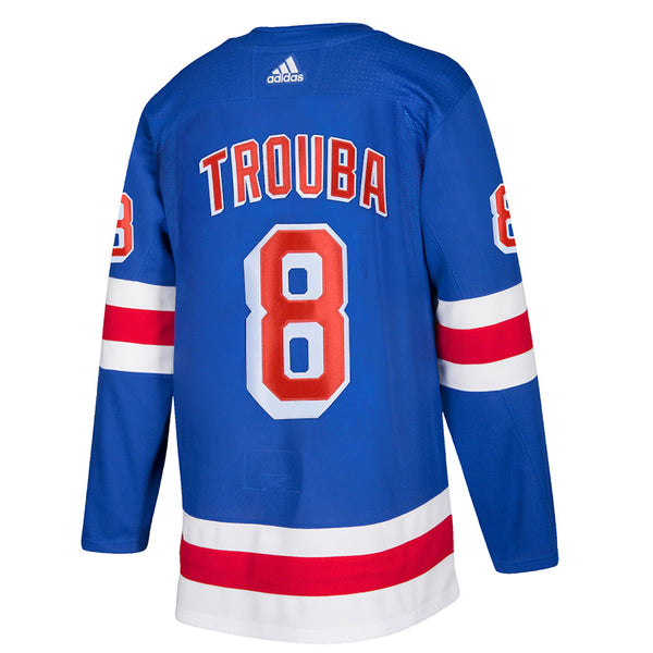Jacob Trouba Adidas Authentic Home Jersey in Blue - Back View